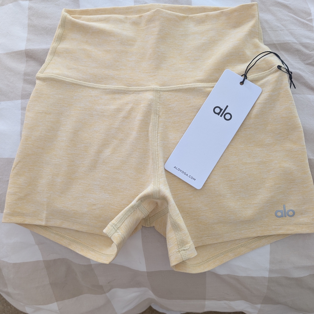 ALO Yoga Butter Yellow High-Waist Athletic Shorts